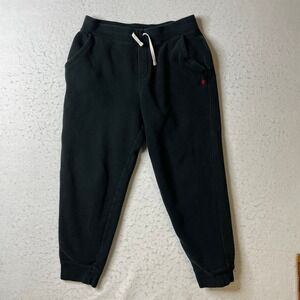 Polo Ralph Lauren Boys Black Fleece Jogger Sweatpants Size L 14-16 Red Pony Logo